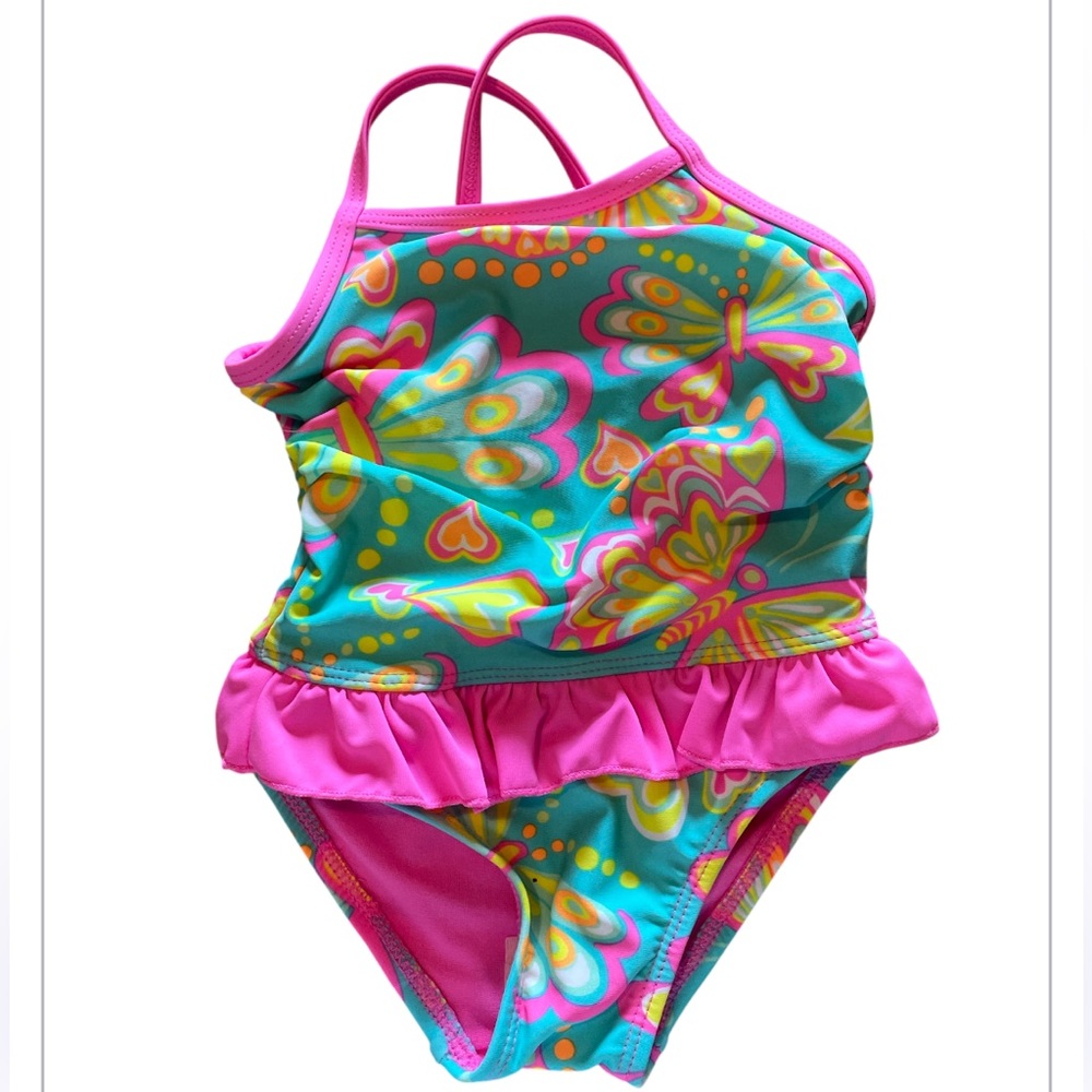 Size 18-24 months breaking waves One piece girls swim suit NWT SPF 50 protection